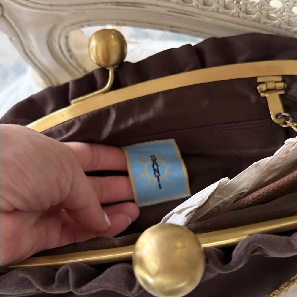 Chic Brown Clutch with Gold Accents